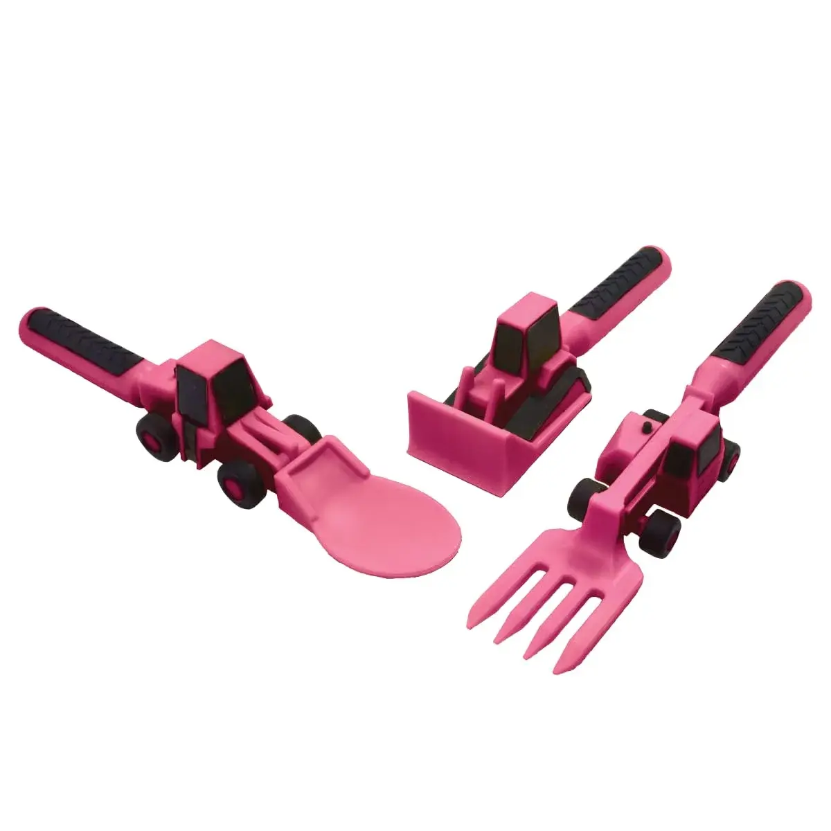 Constructive Eating Pink Construction Plate and Utensils Set | BPA-Free Toddler Dinnerware - view 7