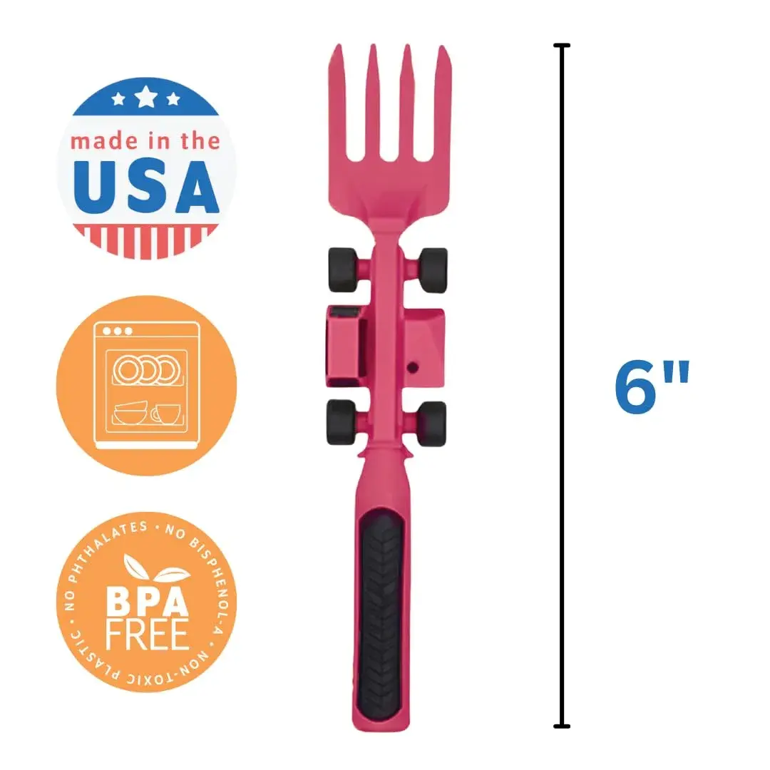 Constructive Eating Pink Construction Plate and Utensils Set | BPA-Free Toddler Dinnerware - view 4