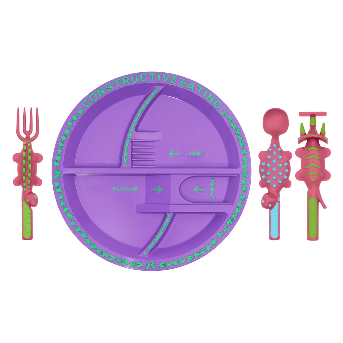 Constructive Eating Dinosaur Plate and Utensils Set 4-Piece | BPA-Free Toddler Dinnerware - main product image