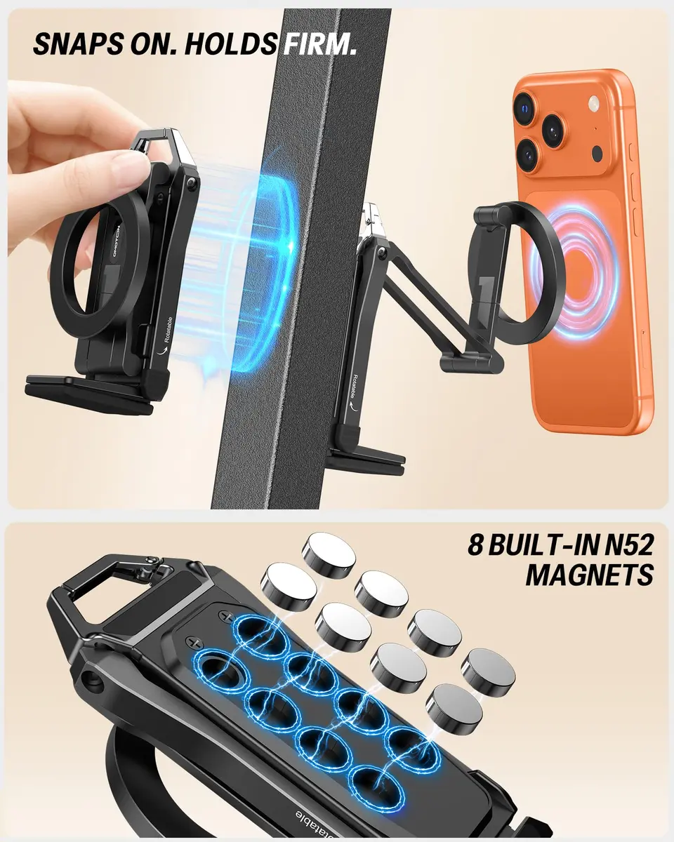 OMOTON TP02 Magnetic Phone Tripod for MagSafe, 360° Pivot, Clamp & Stand | Compact & Versatile - view 6