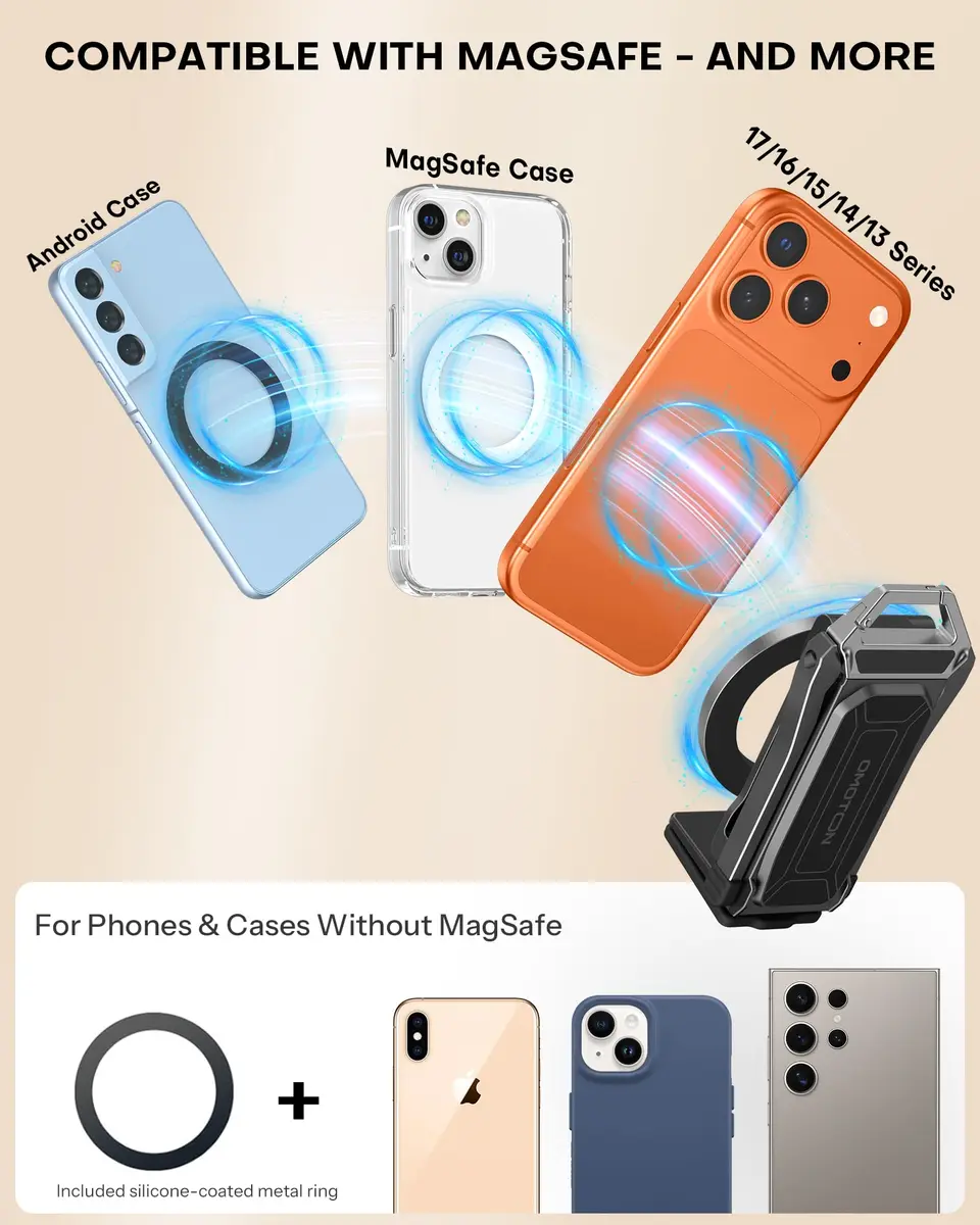 OMOTON TP02 Magnetic Phone Tripod for MagSafe, 360° Pivot, Clamp & Stand | Compact & Versatile - view 8