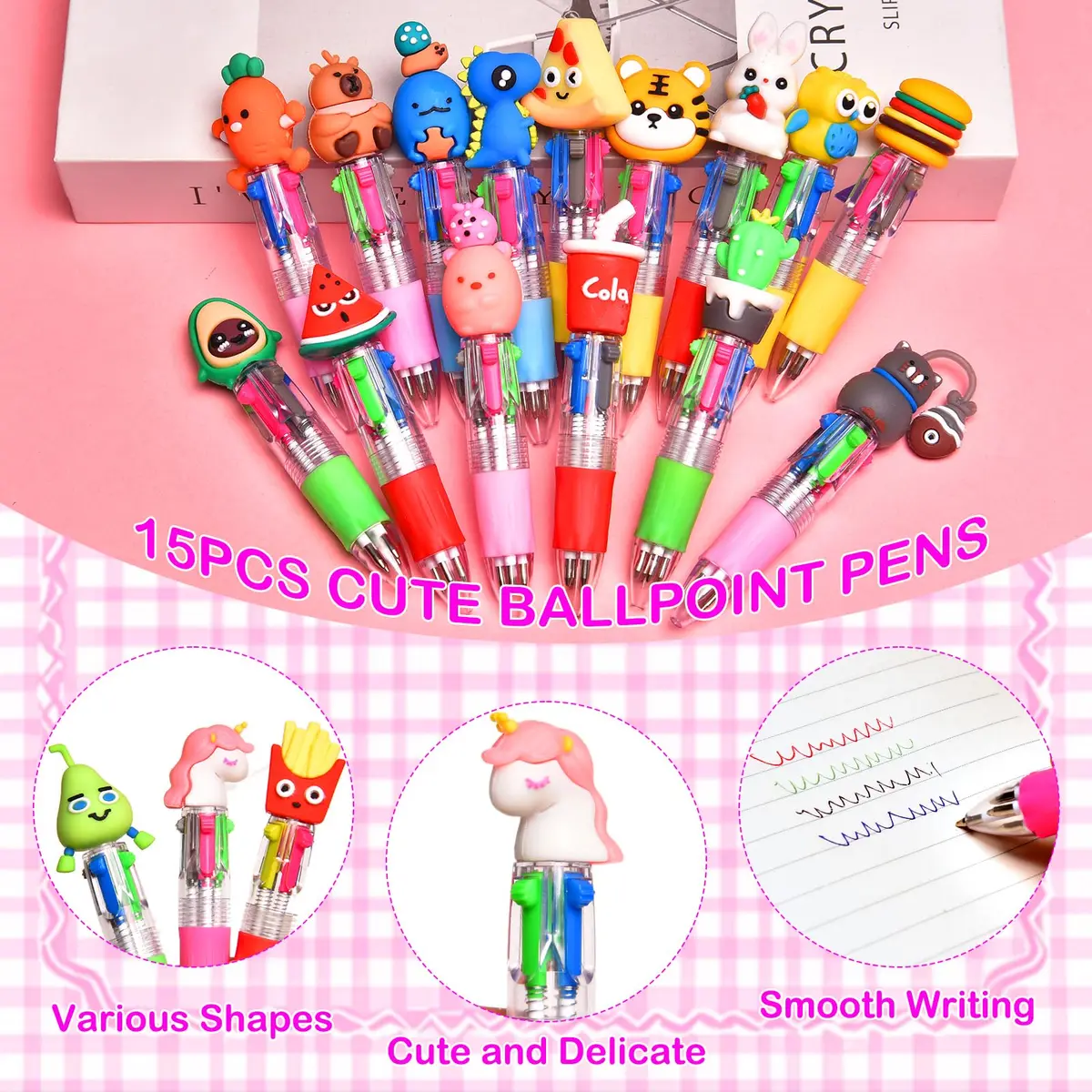 BIMORITA 15Pcs Mini Multicolor 4-in-1 Ballpoint Pens | Smooth Ink Flow, Acid-Free Paper - view 5