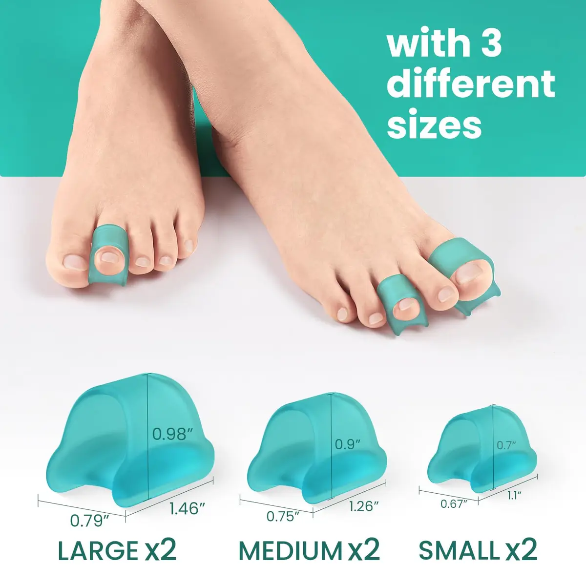 Welnove Hammertoe Corrector - 6 Pack Toe Splints - Soft Gel Toe Straighteners - Realign Bent, Curled, Crooked, Claw, Hammer Toes (Blue) - view 3