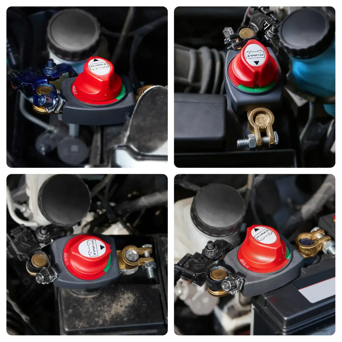 Spurtar Red Top Post Battery Disconnect Switch 12V-48V 275A | Heavy Duty Copper for Cars, Boats, RVs - view 4