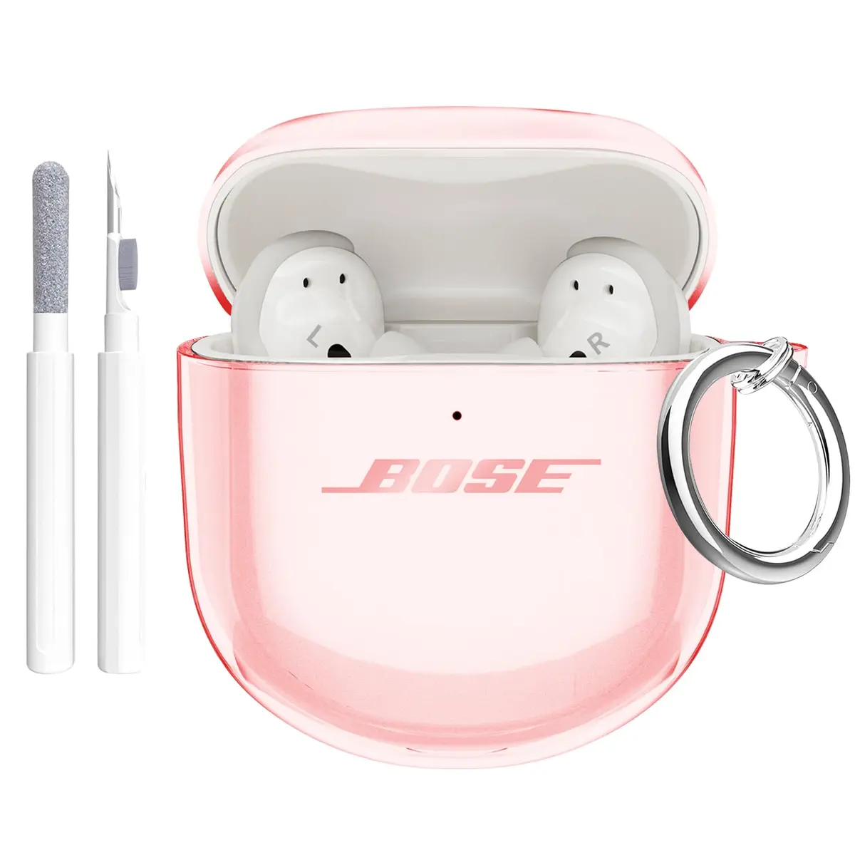 Aircawin Clear Pink TPU Case for Bose QuietComfort Earbuds II/Ultra, 2-Piece Hingeless Design | Protects from Scratches & Drops - main product image