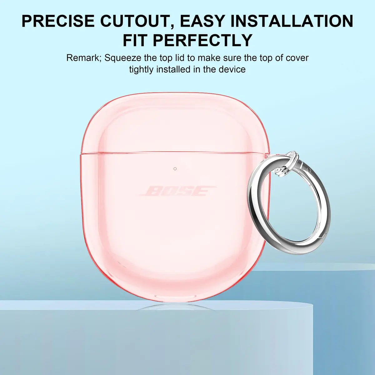 Aircawin Clear Pink TPU Case for Bose QuietComfort Earbuds II/Ultra, 2-Piece Hingeless Design | Protects from Scratches & Drops - view 2