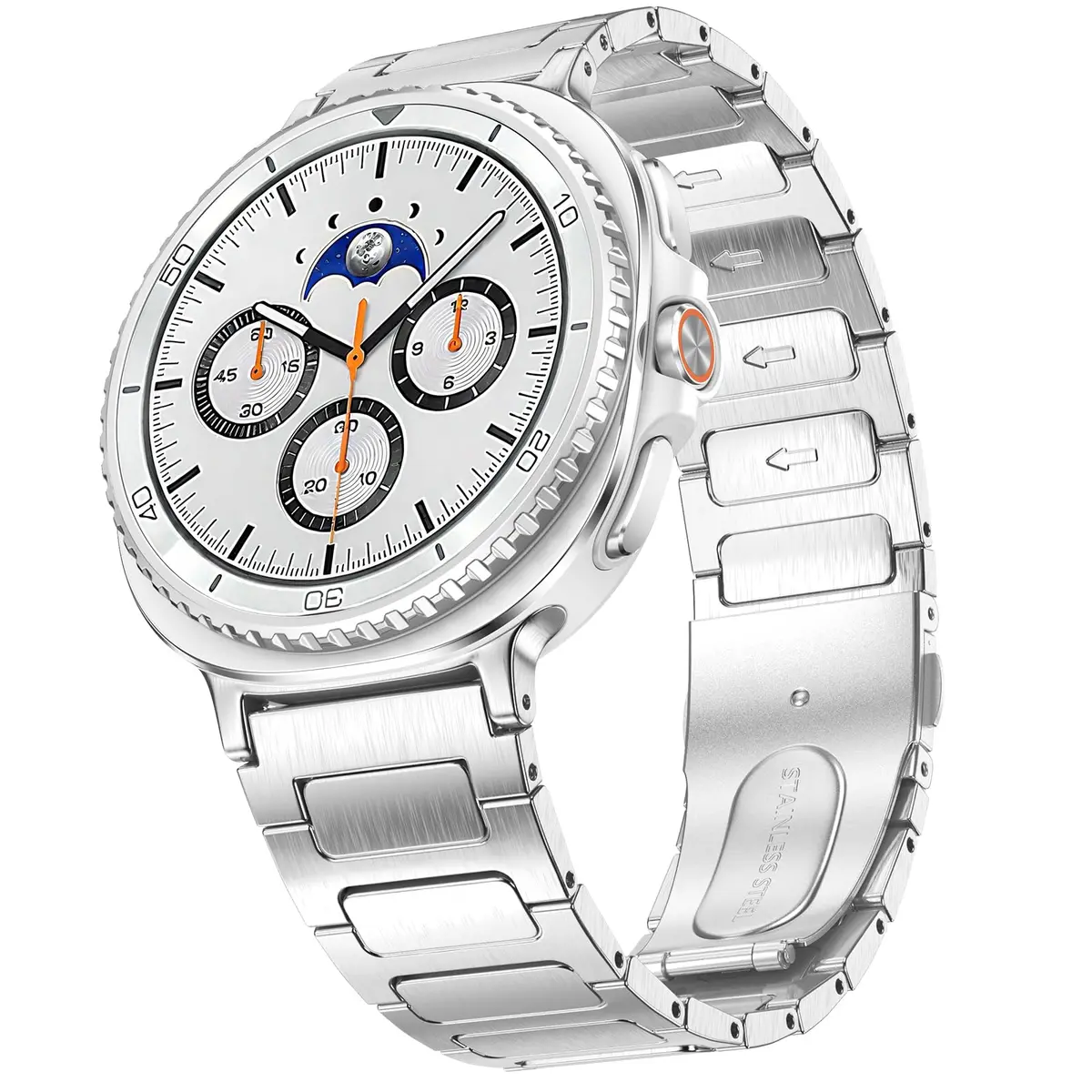 KOREDA Metal Band for Samsung Galaxy Watch 8 Classic 46mm & Galaxy Watch 8 40mm/44mm, Silver Stainless Steel (160mm-230mm Wrist) - main product image