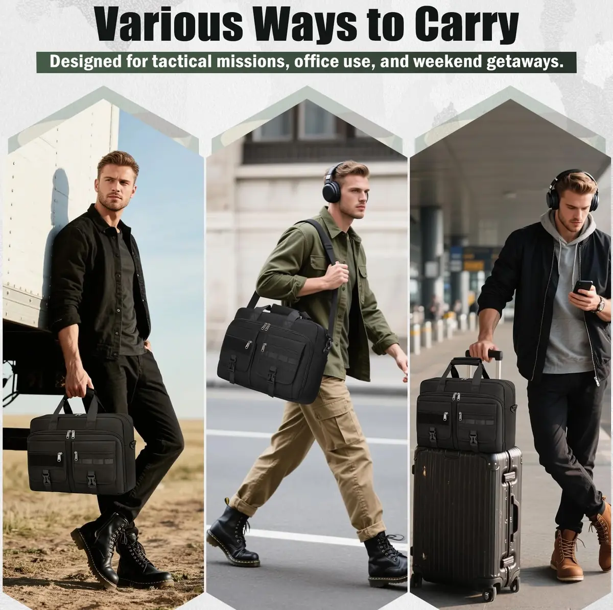 RAINSMORE Tactical Laptop Bag 15.6 Inch Waterproof Military Shoulder Messenger Bag for Men | Large Capacity, Durable & Stylish - view 6
