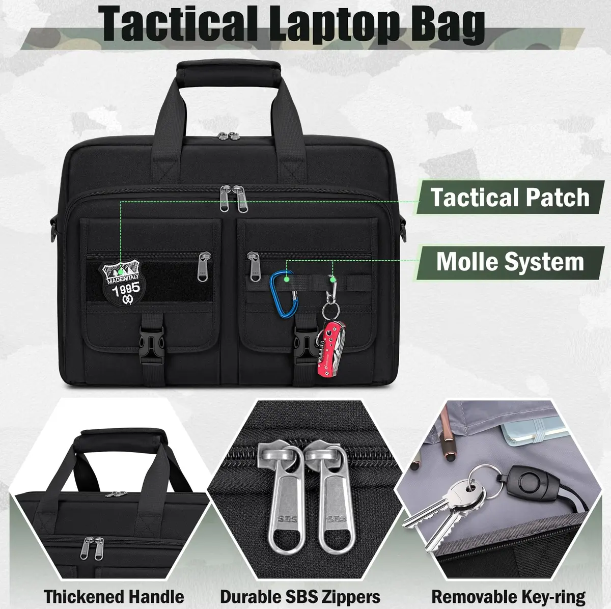 RAINSMORE Tactical Laptop Bag 15.6 Inch Waterproof Military Shoulder Messenger Bag for Men | Large Capacity, Durable & Stylish - view 3