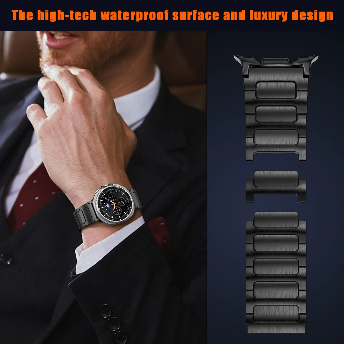KOREDA Metal Band for Samsung Galaxy Watch 8 Classic 46mm/Galaxy Watch 8 40mm 44mm, Black, 160mm-230mm Wrist - view 7