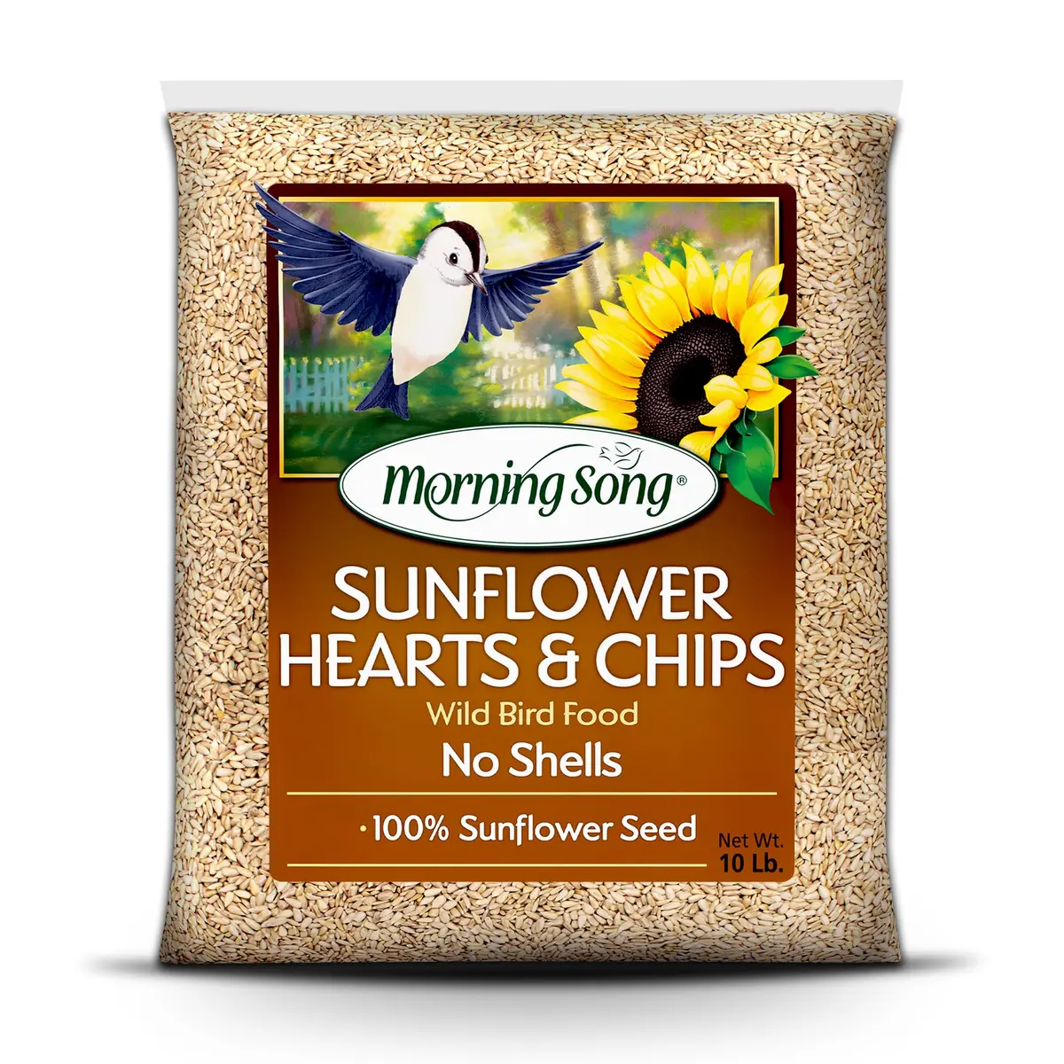 Morning Song Sunflower Hearts & Chips Wild Bird Seed 10 lb | Shell-Free, High-Energy Bird Food - main product image