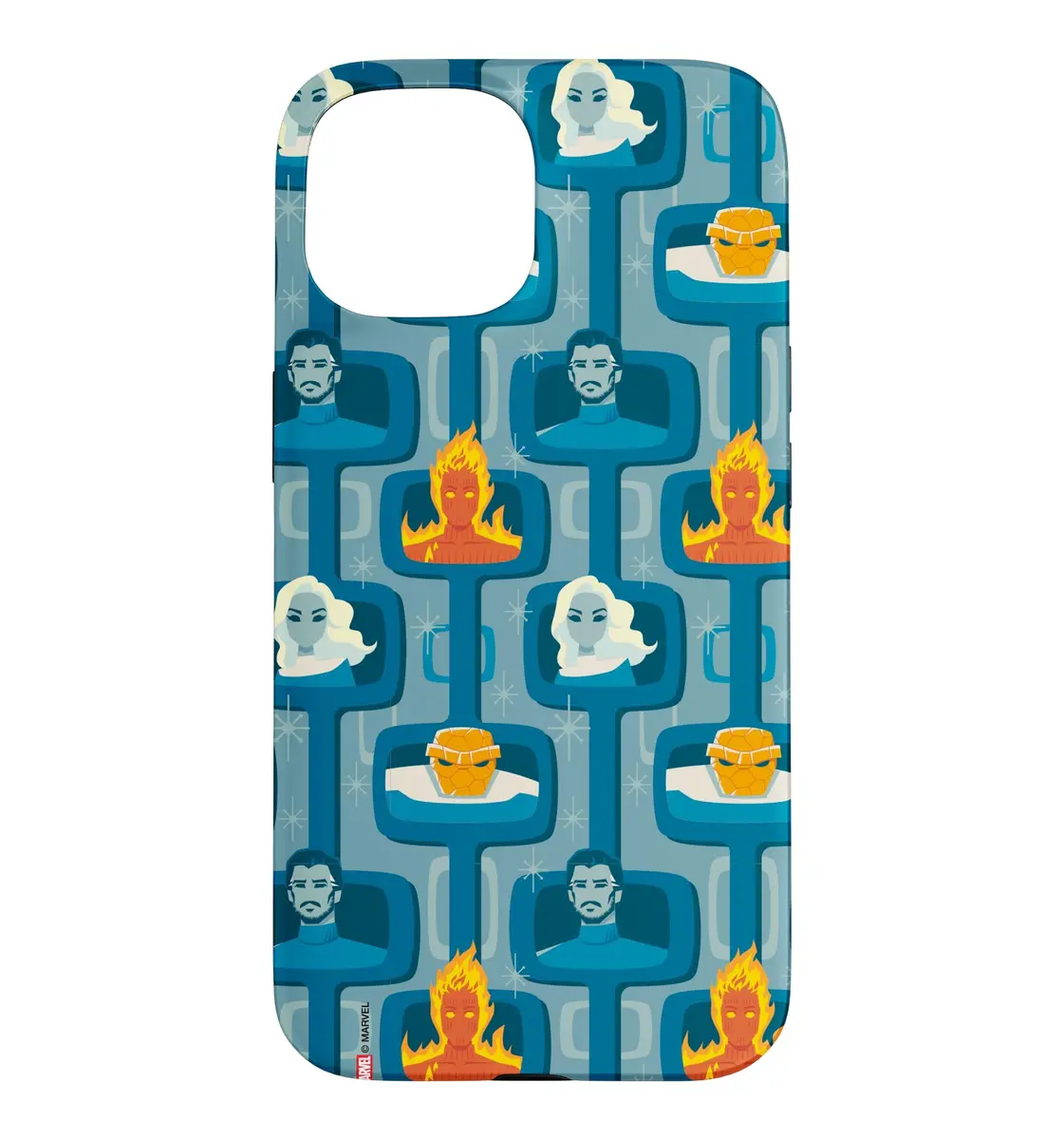 Marvel The Fantastic Four: First Steps Retro Pattern Case for iPhone 15 | Heavy Duty Protection - main product image