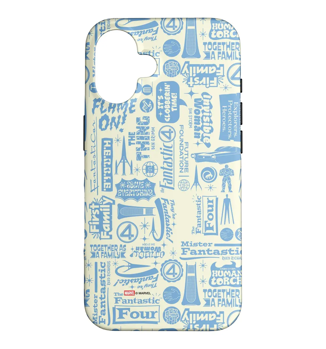 Marvel The Fantastic Four: First Steps Words & Icons Phone Case for iPhone 16 | Superhero Design & Shock-Absorbent Protection - main product image