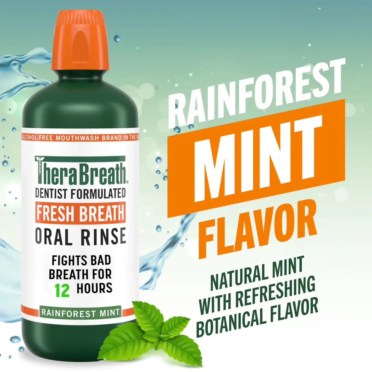 TheraBreath Fresh Breath Mouthwash, Rainforest Mint, 33.8 oz | Clinically Proven 24-Hour Freshness - view 4