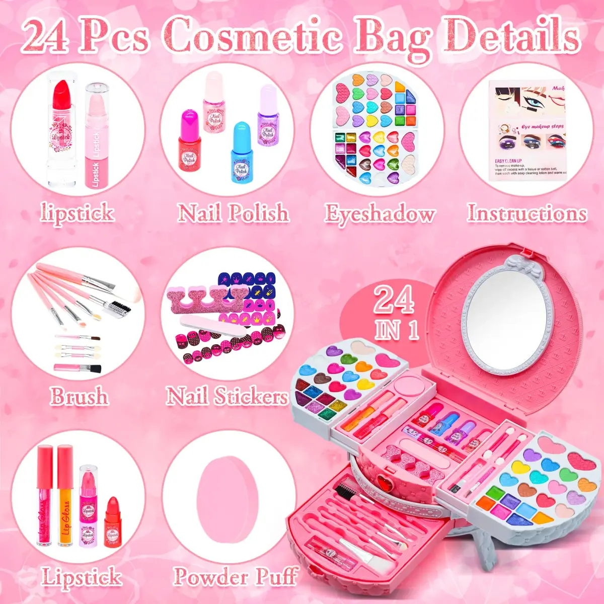 Mrabbitoo Princess Play Makeup Kit for Girls 66-Piece Set | Washable & Safe Toy with Mirror & Dressing Table - view 2