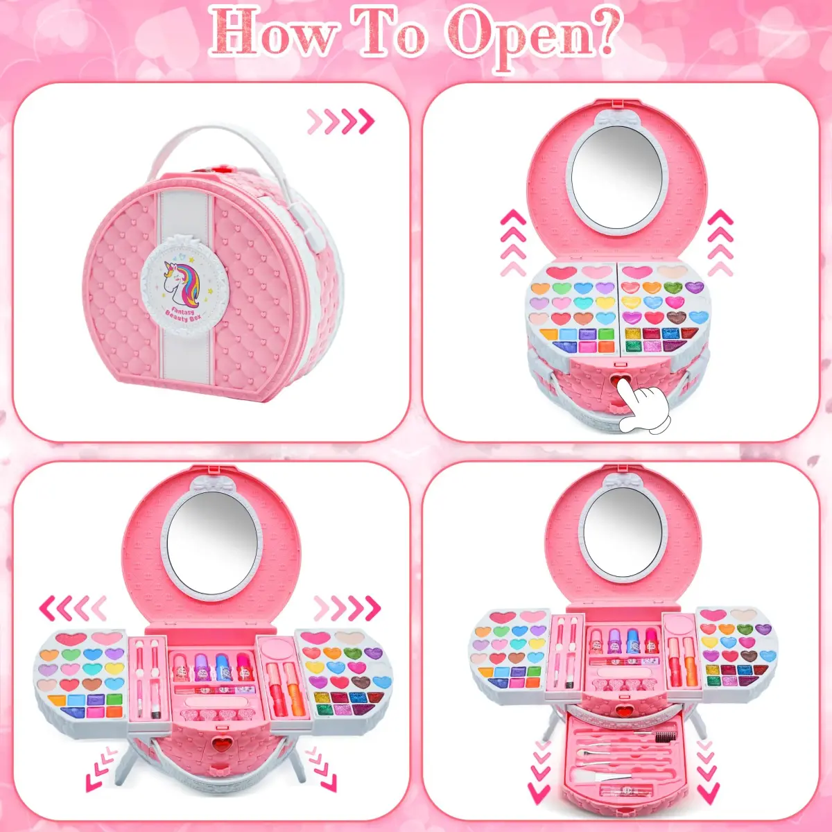 Mrabbitoo Princess Play Makeup Kit for Girls 66-Piece Set | Washable & Safe Toy with Mirror & Dressing Table - view 3