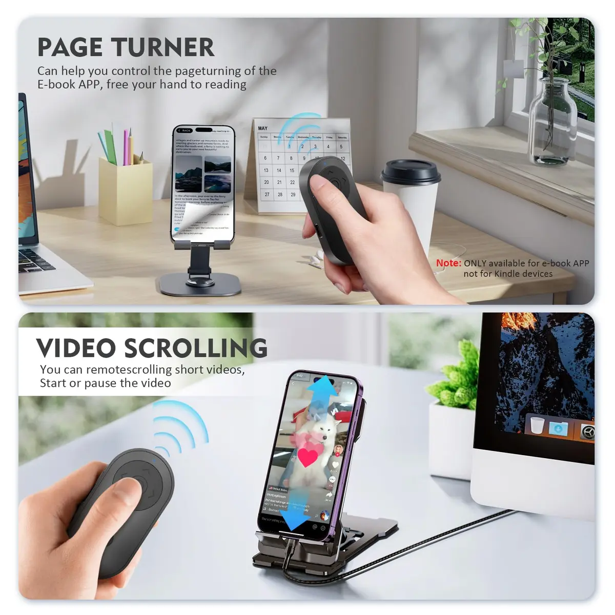 Aistraunix Wireless Camera Remote Control with Phone Stand & Zoom, 10m Range | Compatible with iOS & Android - view 2