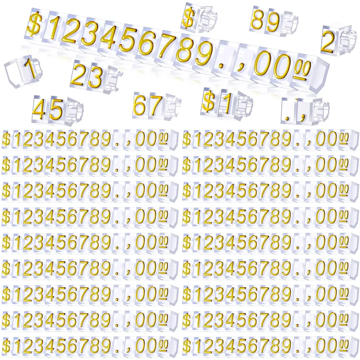 Qunclay Gold Label Price Display Cubes 50 Sets | Adjustable Retail Price Tags for Small Business - main product image