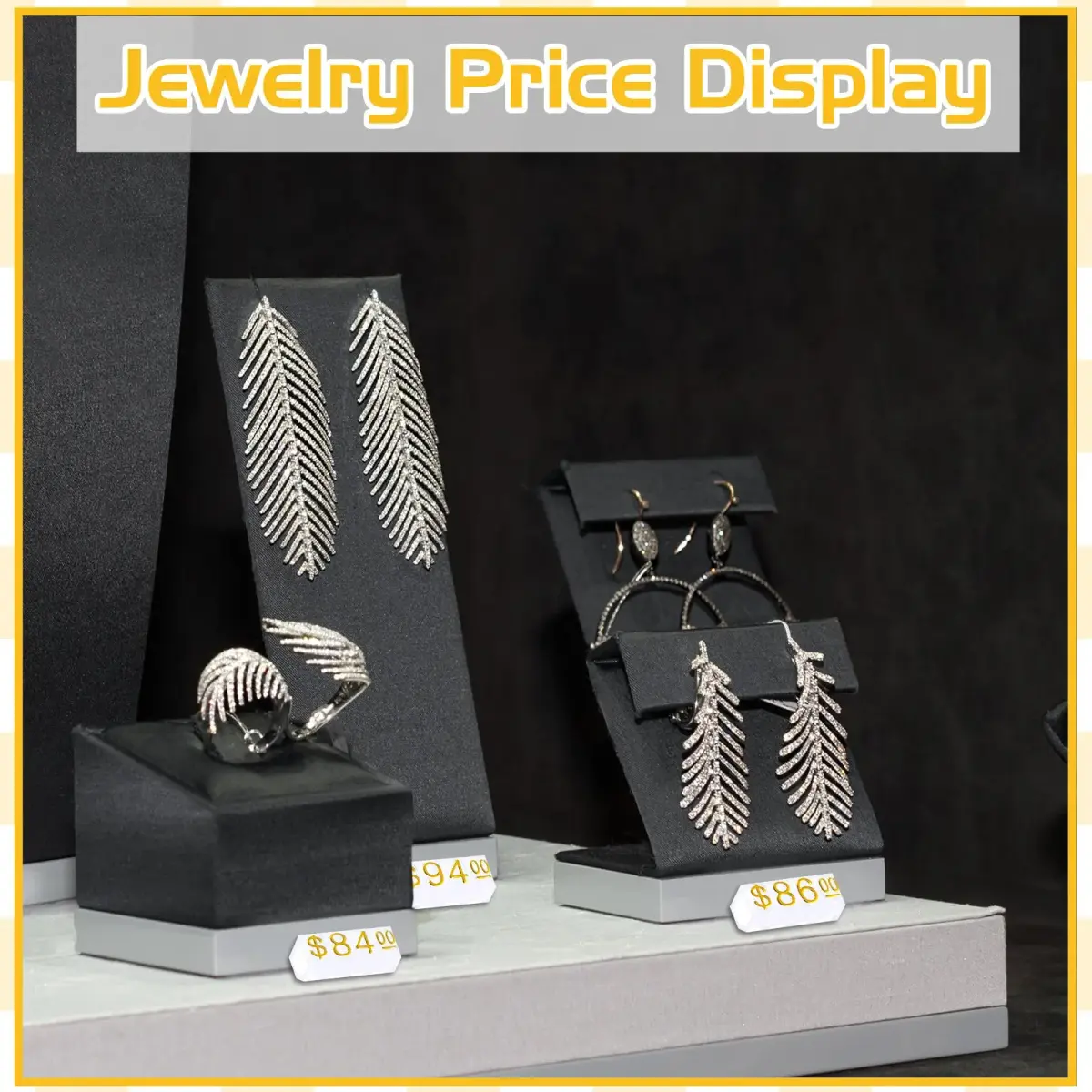 Qunclay Gold Label Price Display Cubes 50 Sets | Adjustable Retail Price Tags for Small Business - view 7
