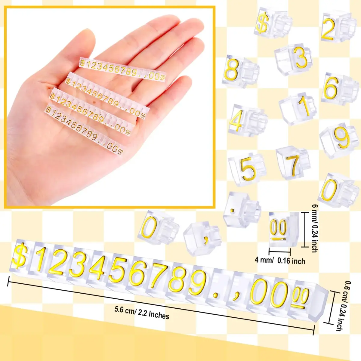 Qunclay Gold Label Price Display Cubes 50 Sets | Adjustable Retail Price Tags for Small Business - view 2