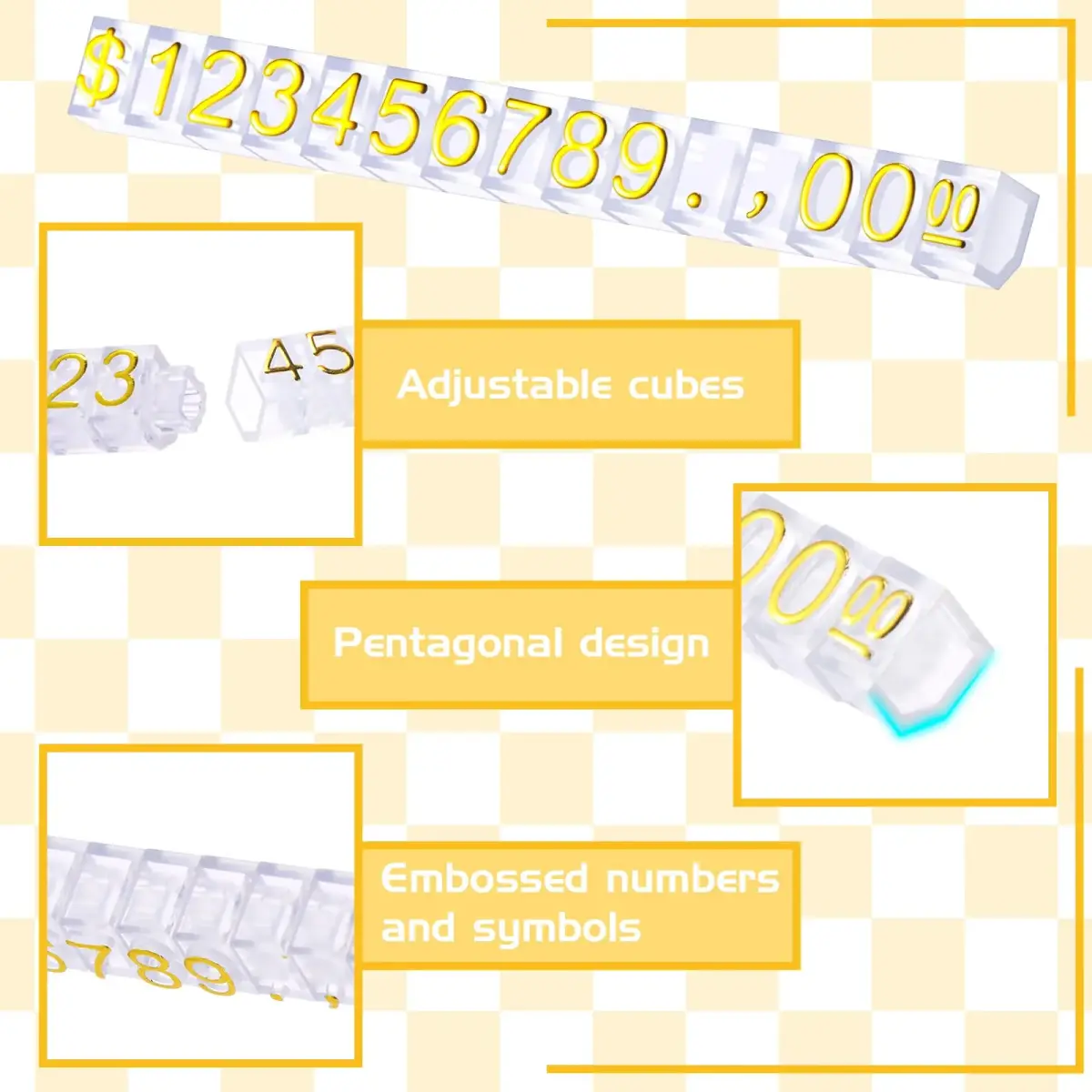 Qunclay Gold Label Price Display Cubes 50 Sets | Adjustable Retail Price Tags for Small Business - view 4