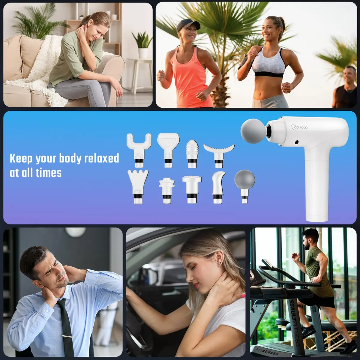 cotsoco Massage Gun Deep Tissue | 20 Speeds, 9 Heads, 12mm Stroke, Silent Motor, for Pain Relief (70-120 chars) - view 8
