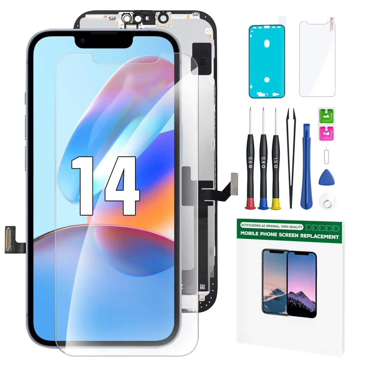 FFtopu iPhone 14 Screen Replacement Kit 6.1" LCD Display with Tools & Protector - main product image