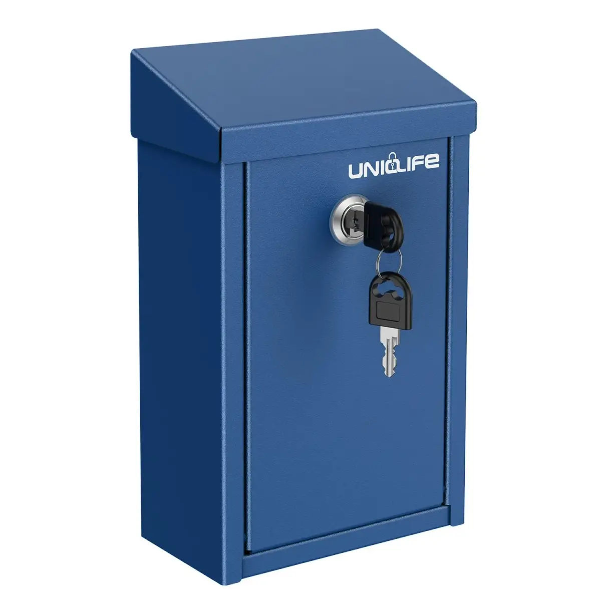 Uniclife Blue Metal Donation Box, Wall Mounted Mailbox for Outside 27.1 cm (9.6") | Secure Key Drop Box with Lock - main product image