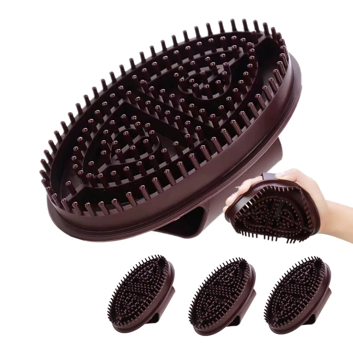 VrotQyn 4PCS Meridian Brush Set with Palm Grip & Hand Strap | Full Body & Scalp Massage - main product image