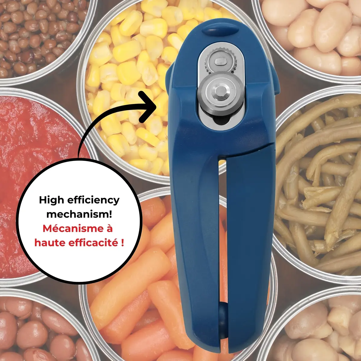 Starfrit MightiCan Can Opener, Safe Smooth-Cut, Comfort Grip, Blue | Hygienic, Ergonomic, Durable - view 3