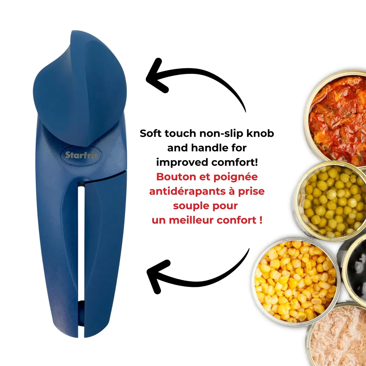 Starfrit MightiCan Can Opener, Safe Smooth-Cut, Comfort Grip, Blue | Hygienic, Ergonomic, Durable - view 4
