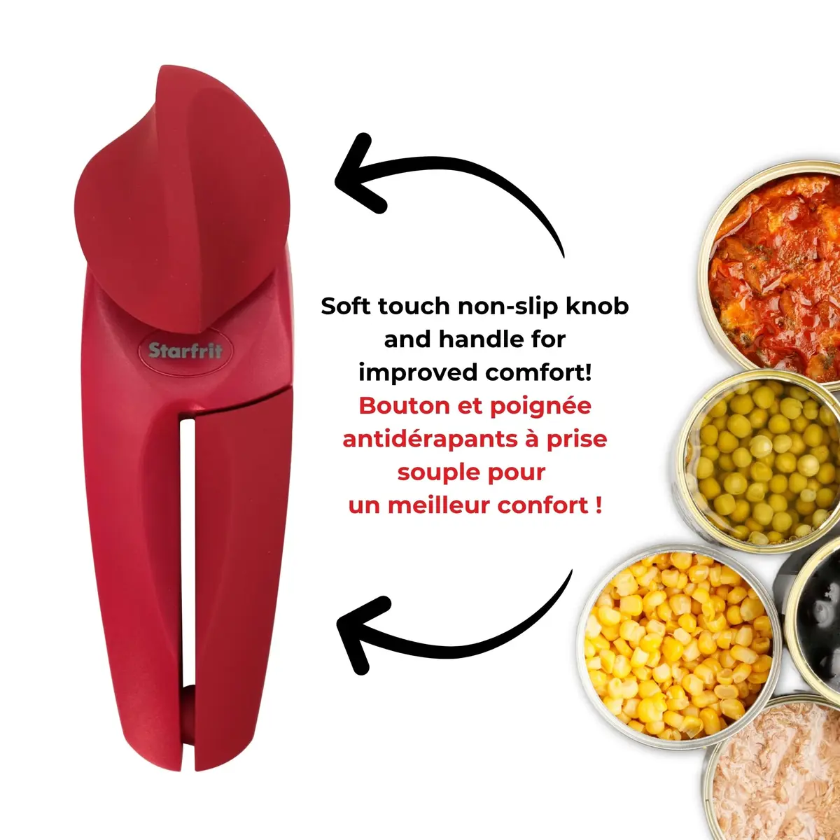 Starfrit MightiCan Can Opener 18cm Stainless Steel Blue | Safe Smooth-Cut, Comfort Grip, Hygienic Design - view 4