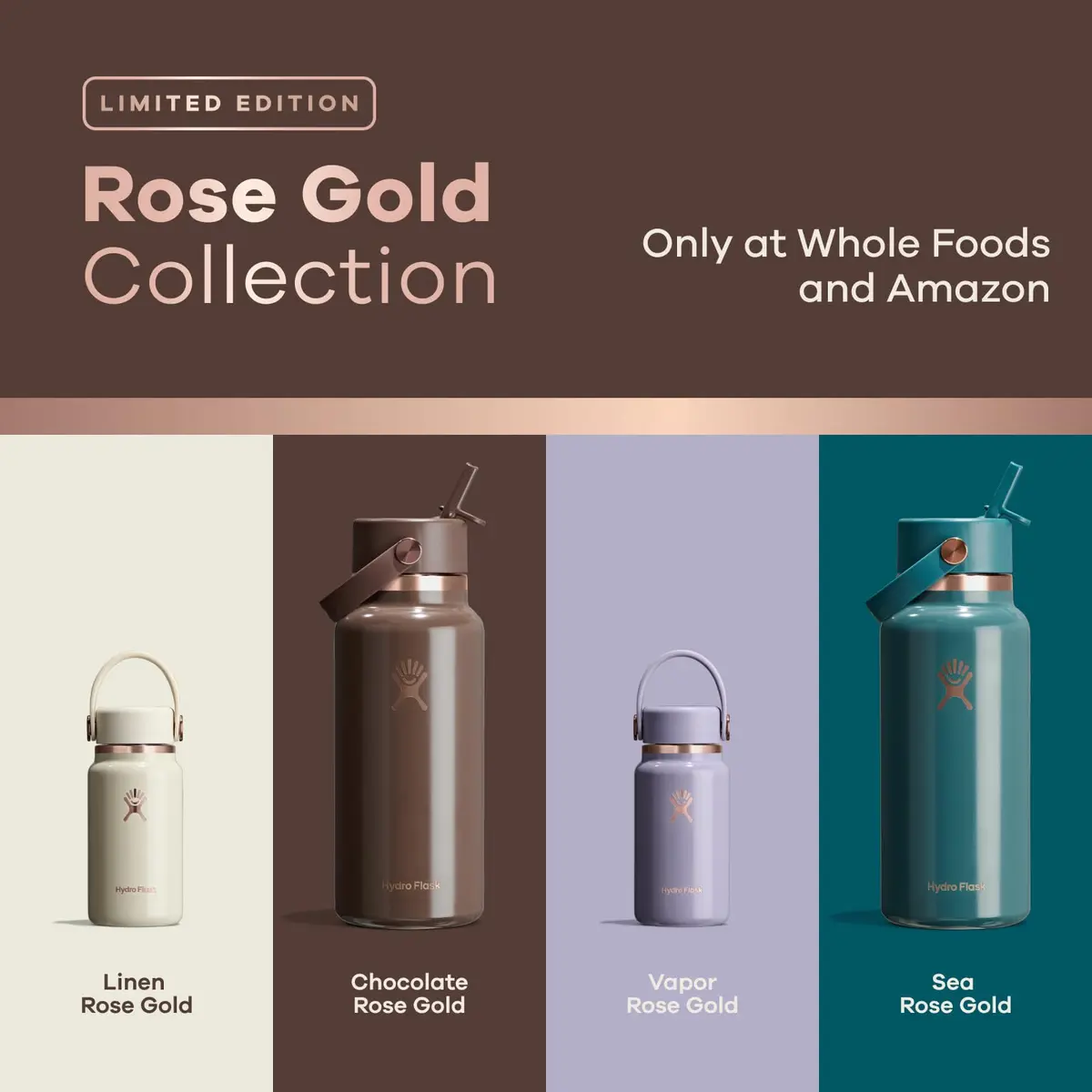 Hydro Flask Water Bottle - Insulated Stainless Steel - Wide Mouth, 32 Oz, Leakproof, Refillable, Linen Rose Gold - view 3