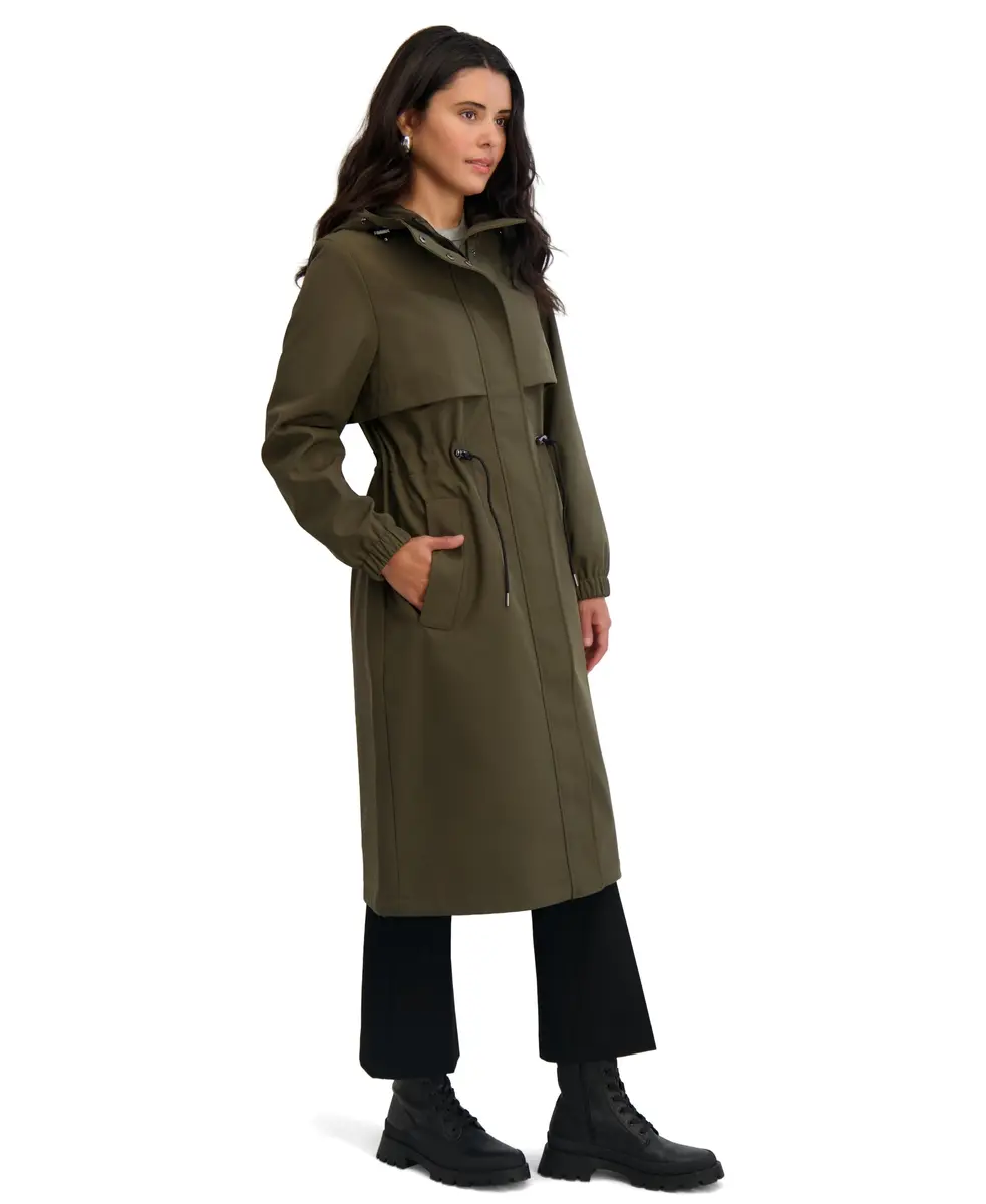 TAHARI Women's Amelia Softshell Trench Coat, Olive, Medium | Lightweight Water-Resistant Raincoat for Women - view 2