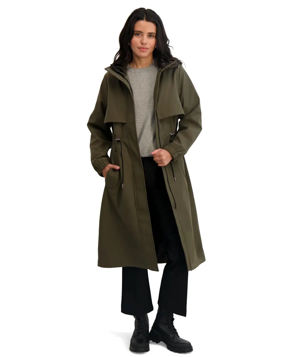 TAHARI Women's Amelia Softshell Trench Coat, Olive, Medium | Lightweight Water-Resistant Raincoat for Women - view 4