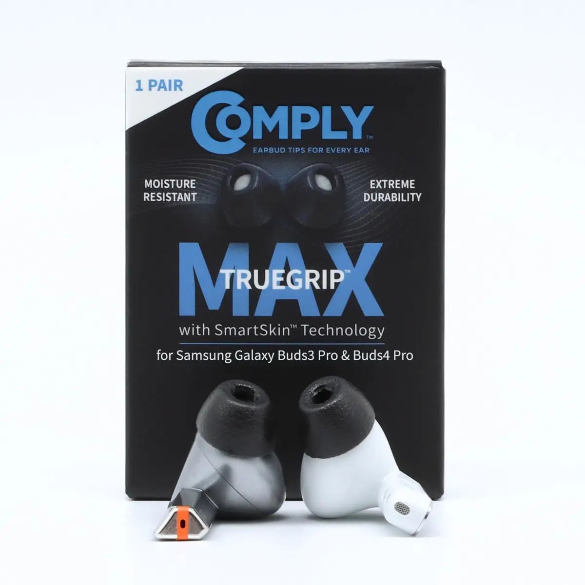 Comply TrueGrip MAX Premium Memory Foam Replacement Ear Tips for Samsung Galaxy Buds Pro, Medium, 2 Pairs | Secure Fit, Enhanced Noise Isolation - main product image