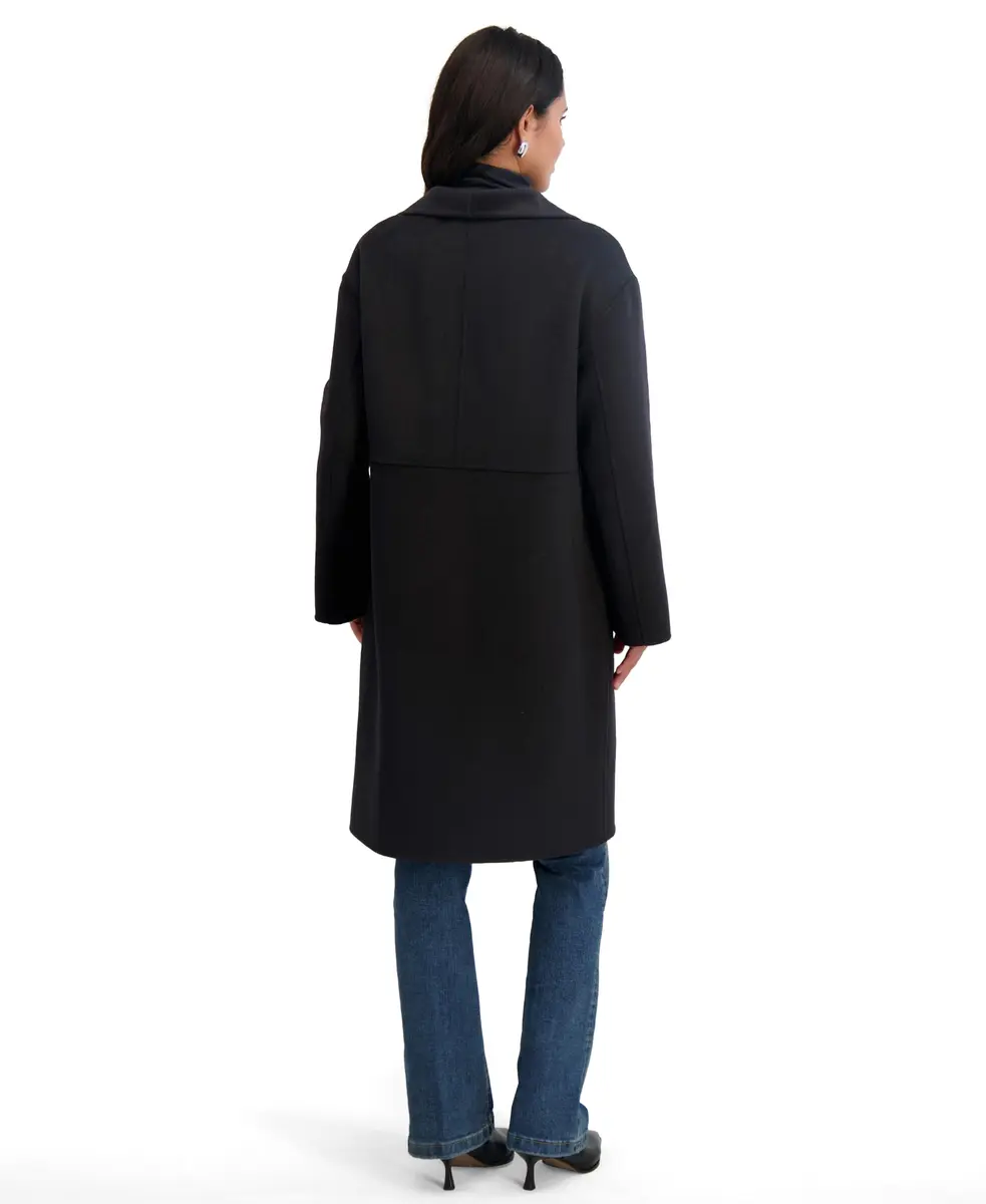 TAHARI Women's Coco Double-Faced Wool Coat Large | Relaxed Long Silhouette with Oversized Wing Collar - view 3