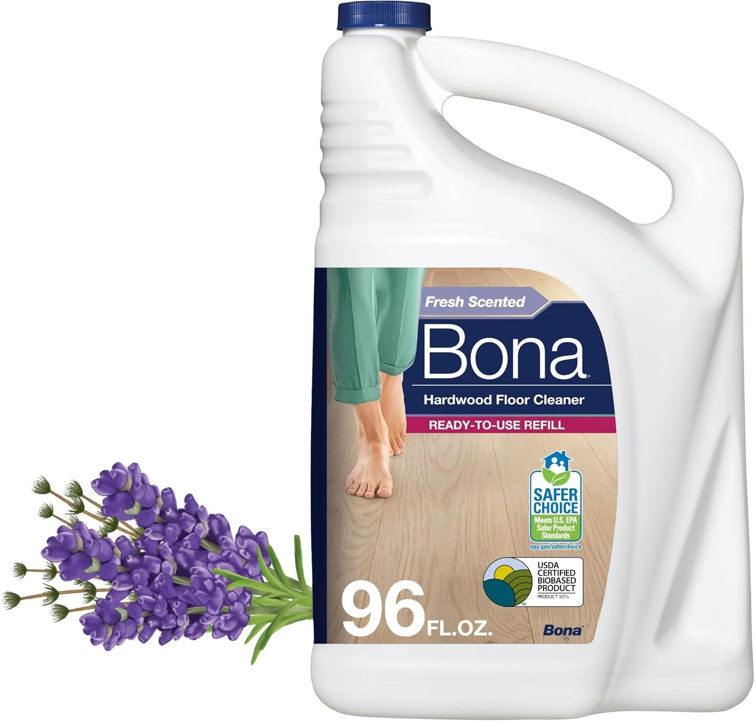 Bona Hardwood Floor Cleaner Refill Lavender Thyme Scent, 96 fl oz | Residue-Free Wood Floor Cleaning Solution - main product image