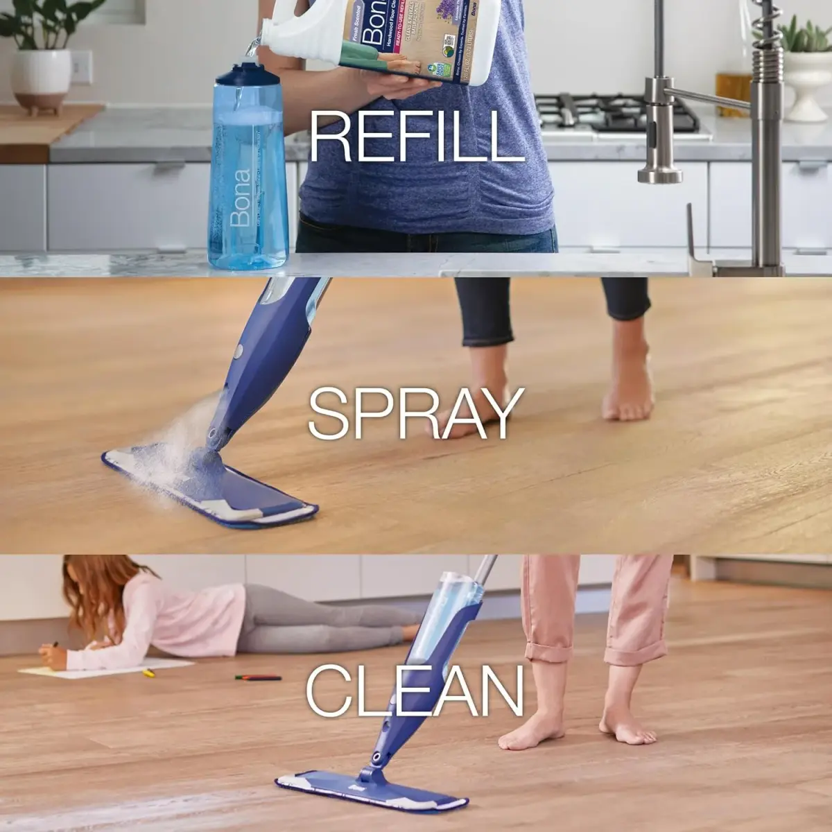Bona Hardwood Floor Cleaner Refill Lavender Thyme Scent, 2840ml (96 fl oz) | Residue-Free Wood Floor Cleaning Solution - view 5