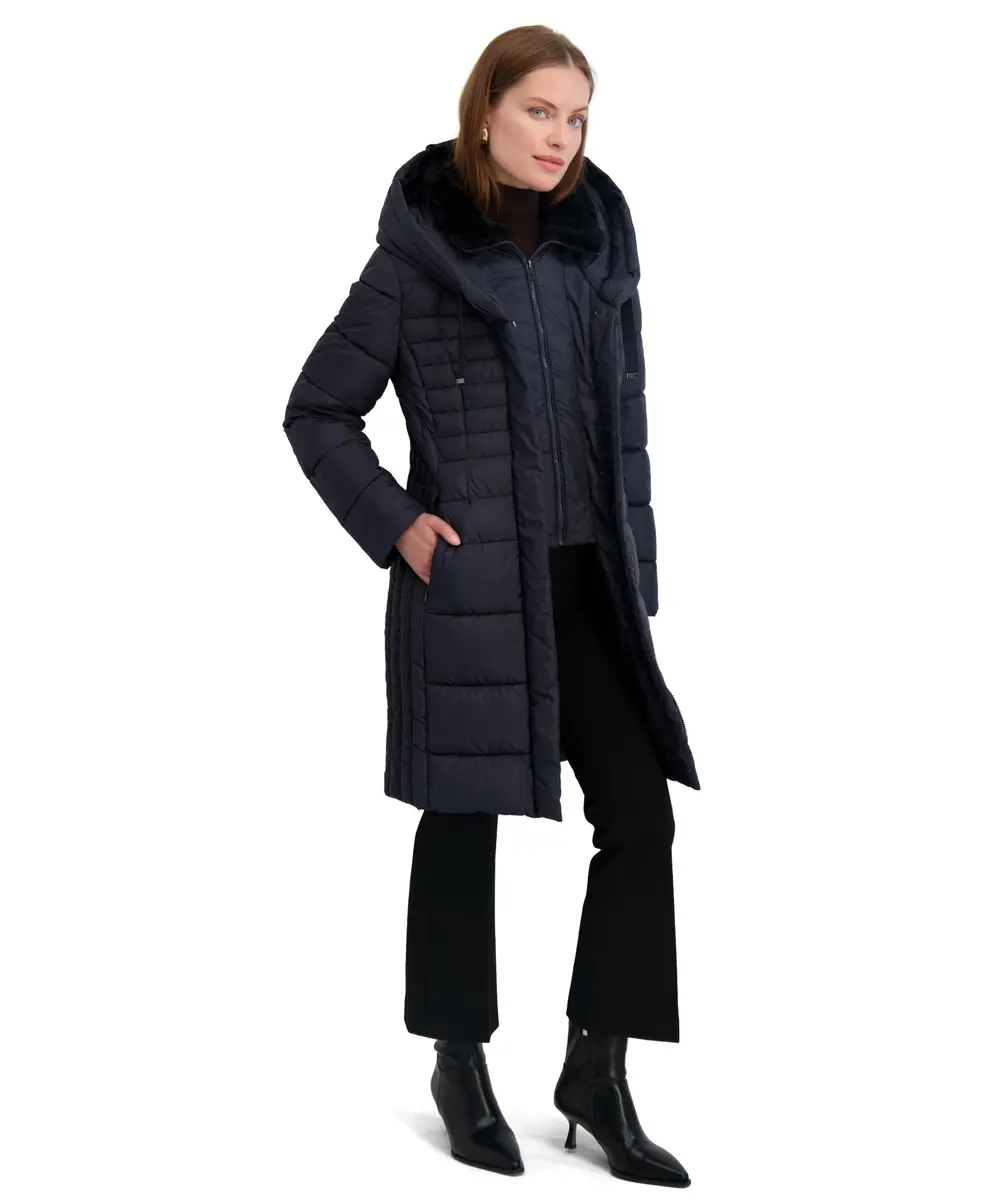 TAHARI Women's Casey Slim Fit Quilted Puffer Coat Luna Medium | All-Weather Warmth & Style - view 3