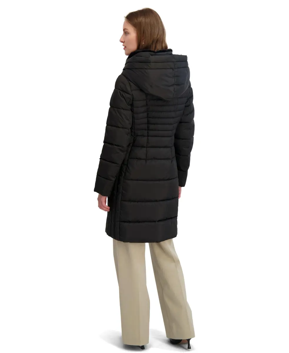 TAHARI Women's Casey Slim Fit Quilted Puffer Coat, Black, Small | All-Weather Warmth & Style - view 4