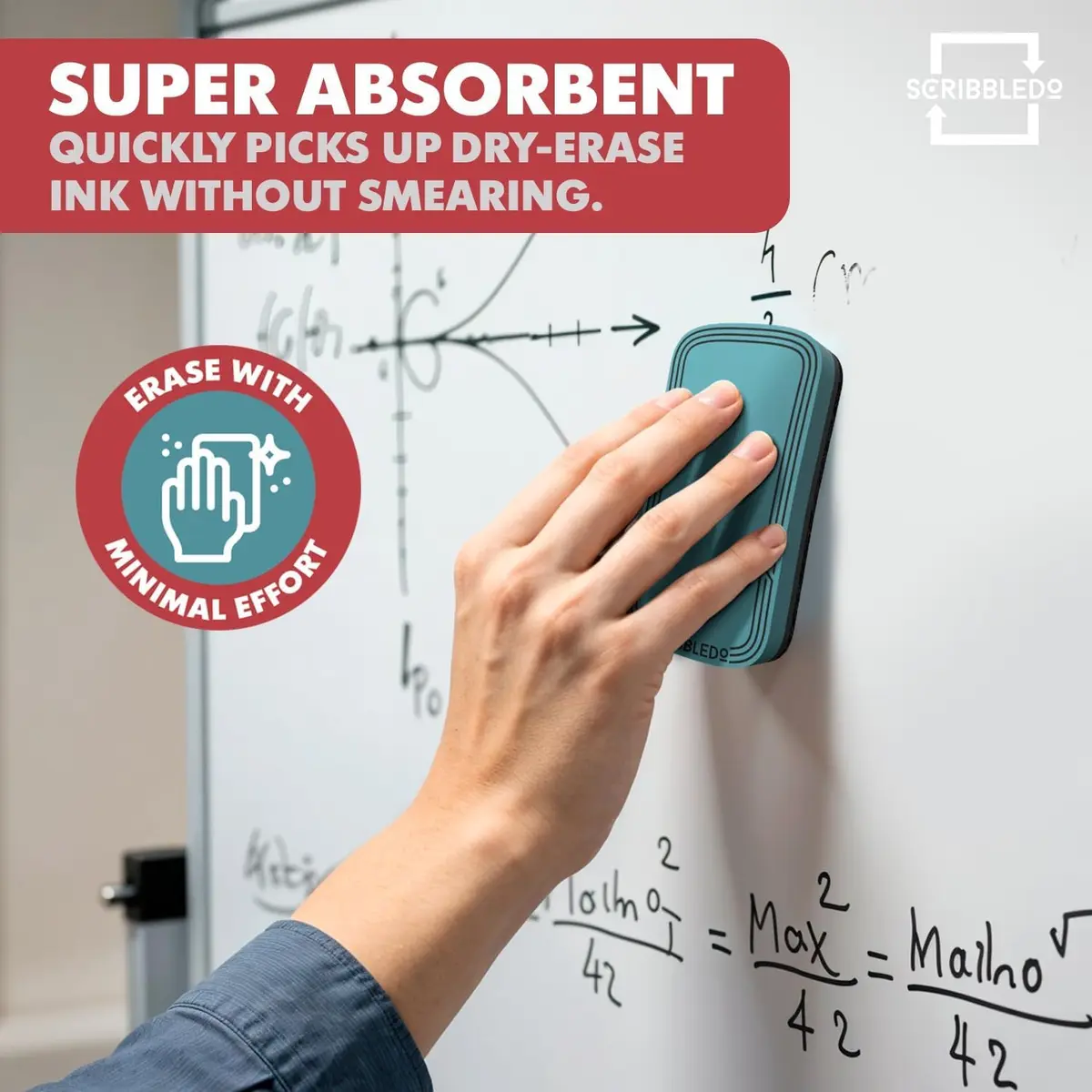 Scribbledo Magnetic Dry Erase Erasers 4 Pack, Boho Colors, 10.16 cm (4 Inch) | Streak-Free Board Care - view 6