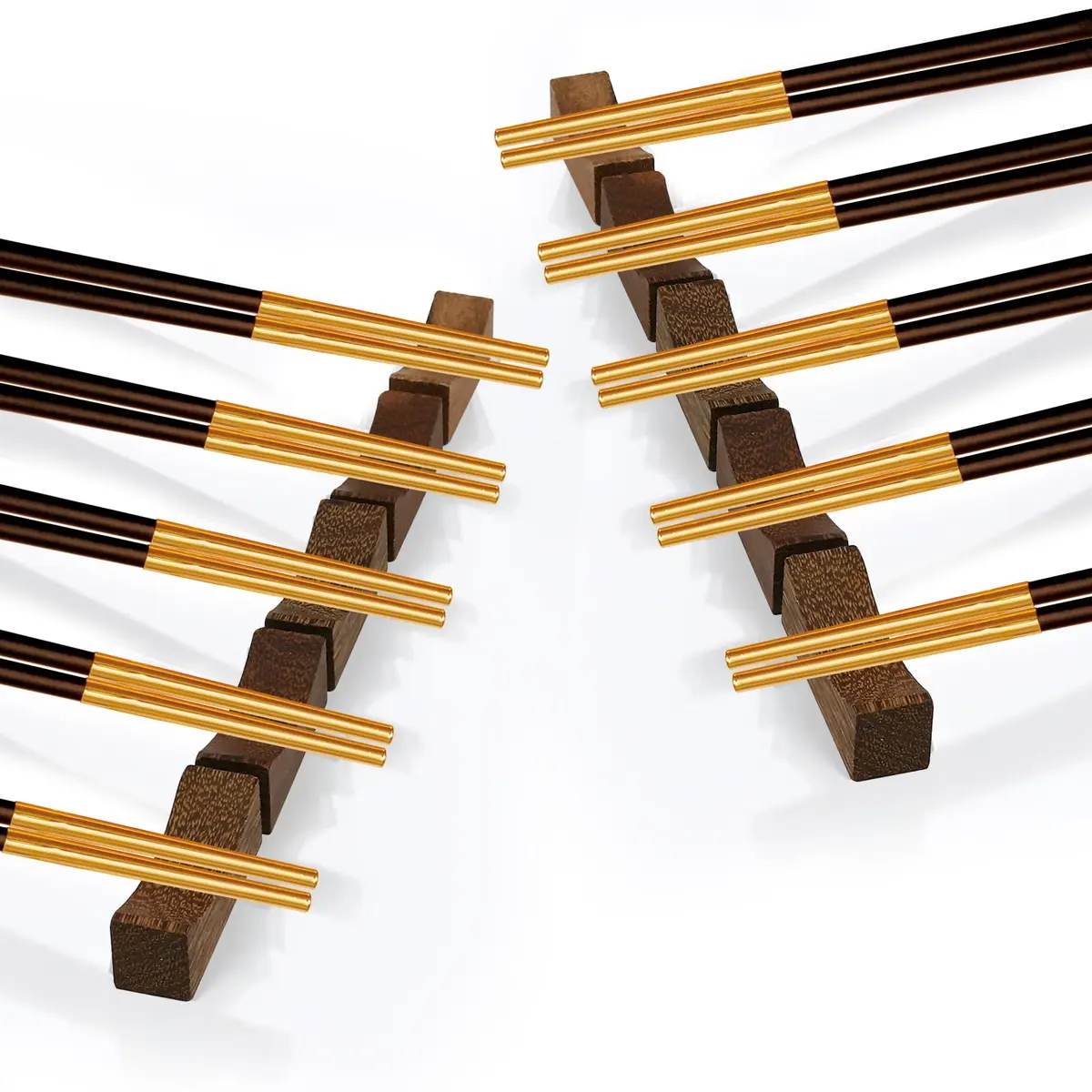 YTLX Natural Wenge Wood Chopstick Rests 20-Piece Set | Holds Utensils Neatly - view 7