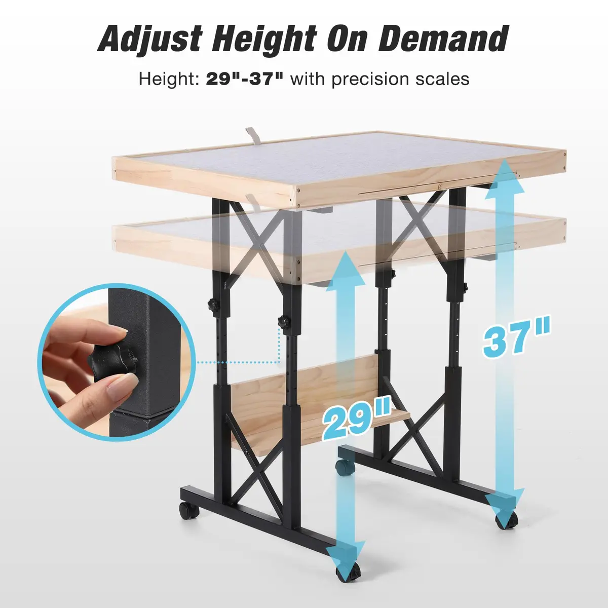FUNTOK Puzzle Table with Legs for Adults | Adjustable Height, 1500 Pieces, Portable with Wheels & Drawers - view 3