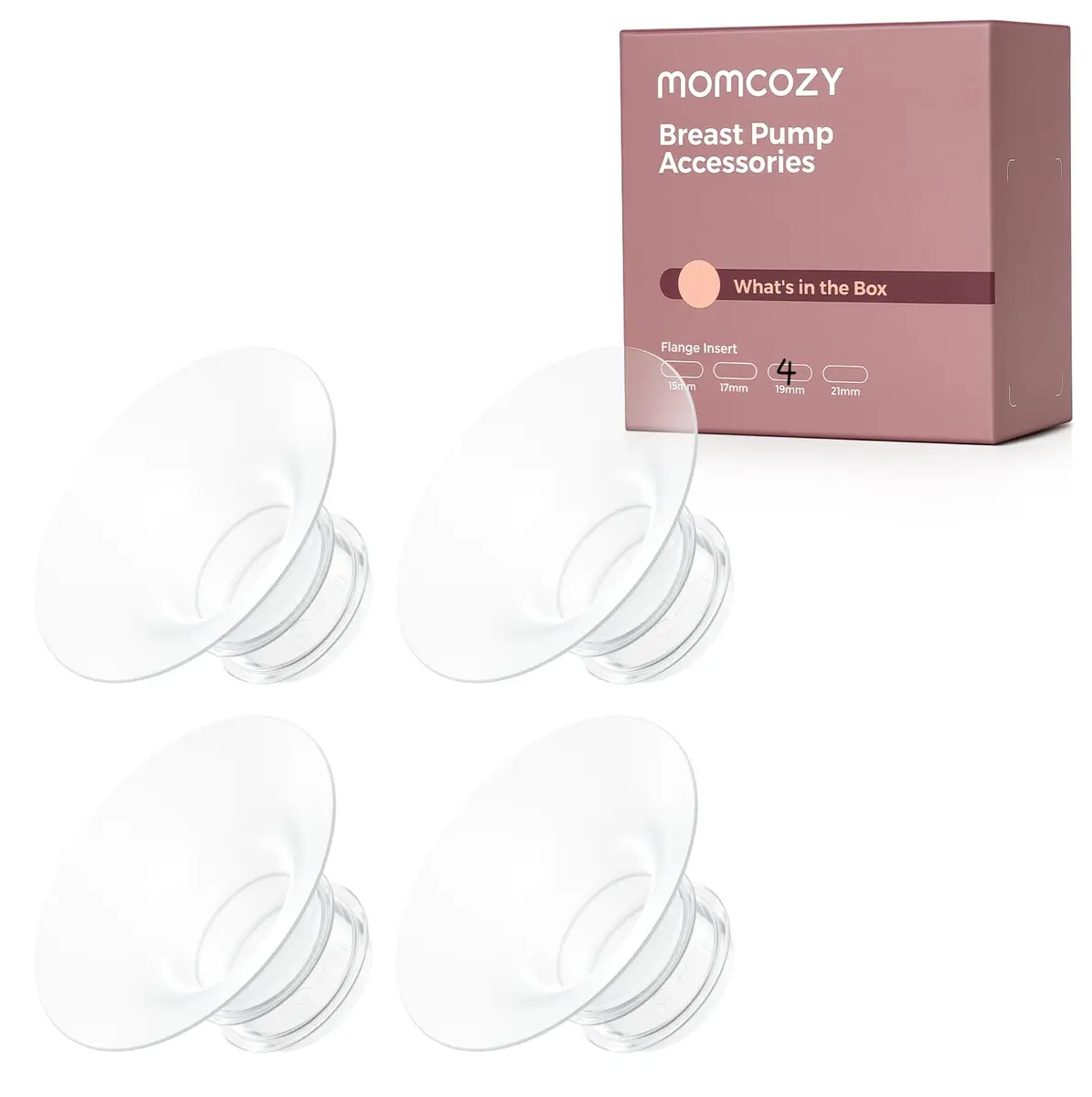 Momcozy M5| M6| M9 Replacement Accessories 19mm | Universal flange inserts for Momcozy breast pumps - main product image