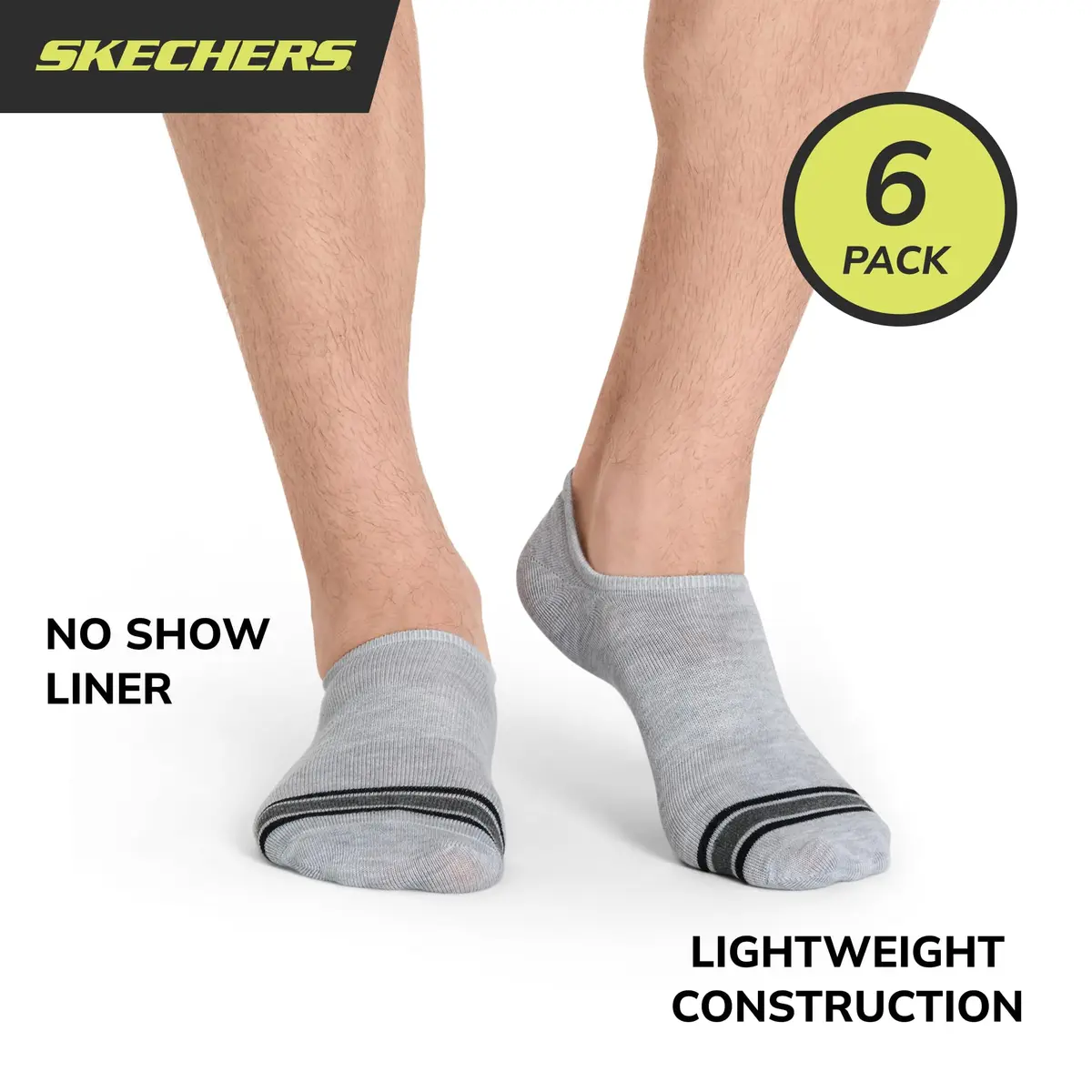 Skechers Men's Slip-ins 6-Pack Performance No Show Socks, White/Light Grey/Black, Shoe Size 10-13 - view 2