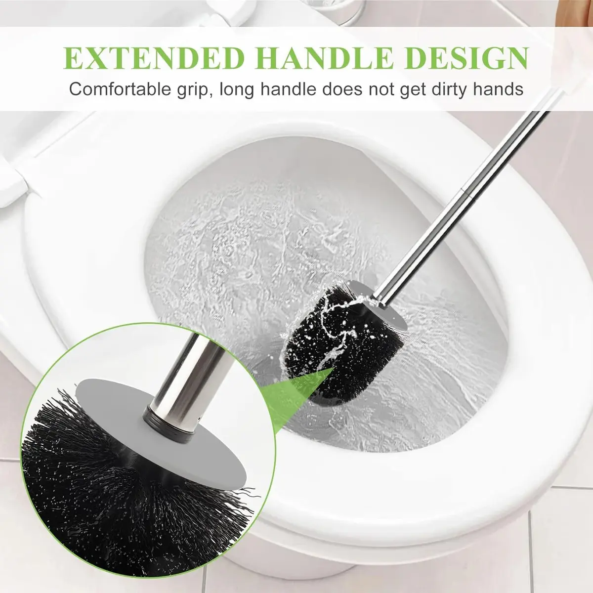 AONEZ Toilet Brush and Holder Set, 3 Pack, White & Grey | Deep Clean Bathroom Accessories - view 5