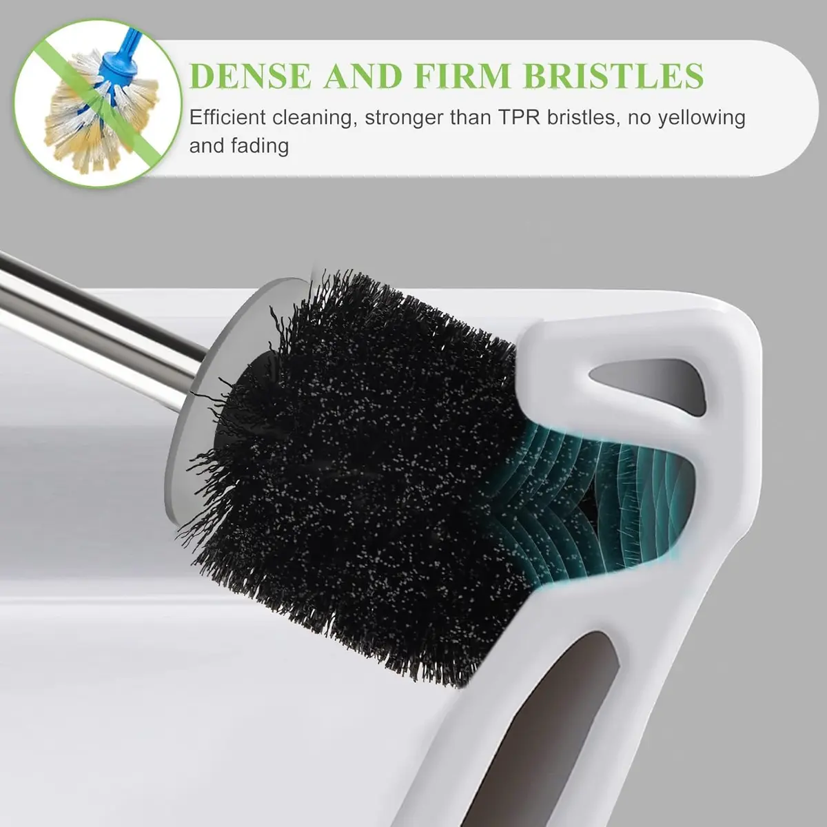 AONEZ Toilet Brush and Holder Set, 3 Pack, White & Grey | Deep Clean Bathroom Accessories - view 3