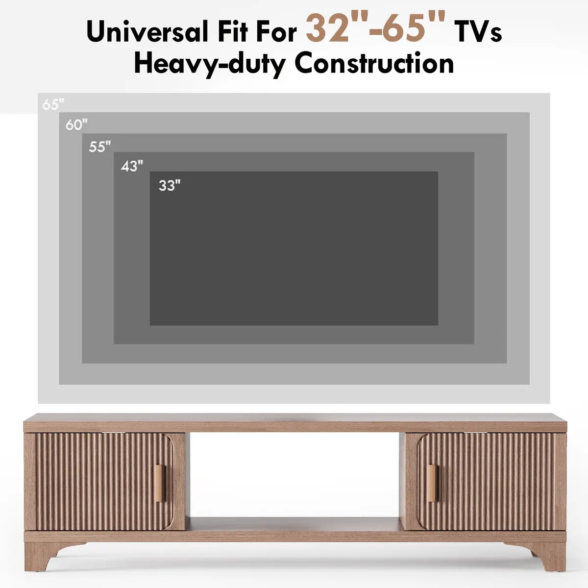 GOUUN 58 Inch Mid Century Modern TV Stand for Living Room | Vintage Boho Media Console with Storage - view 5