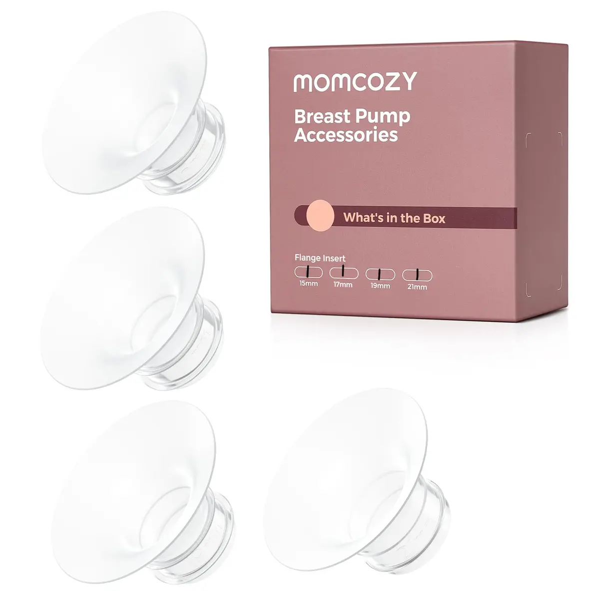 Momcozy M5/M6/M9 Original Replacement Accessories, Food-Grade Silicone & BPA Free Inserts (15/17/19/21mm) - main product image